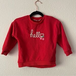 H&M toddler girl’s cherry red sweatshirt, size 2-3